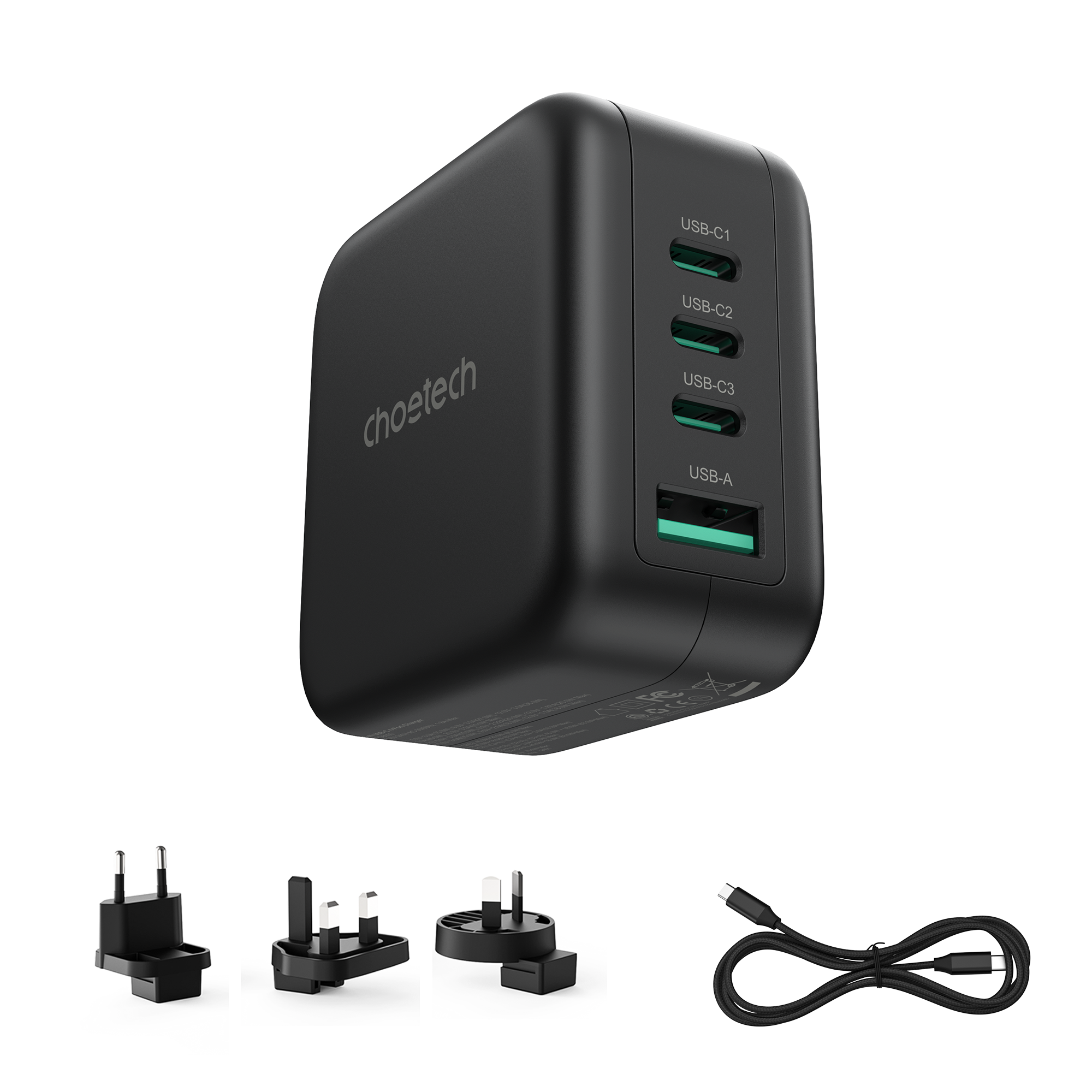 Choetech PD6055 NexGen 3C1A 70W GaN wall charger with US& EU& UK& AUS four Pin