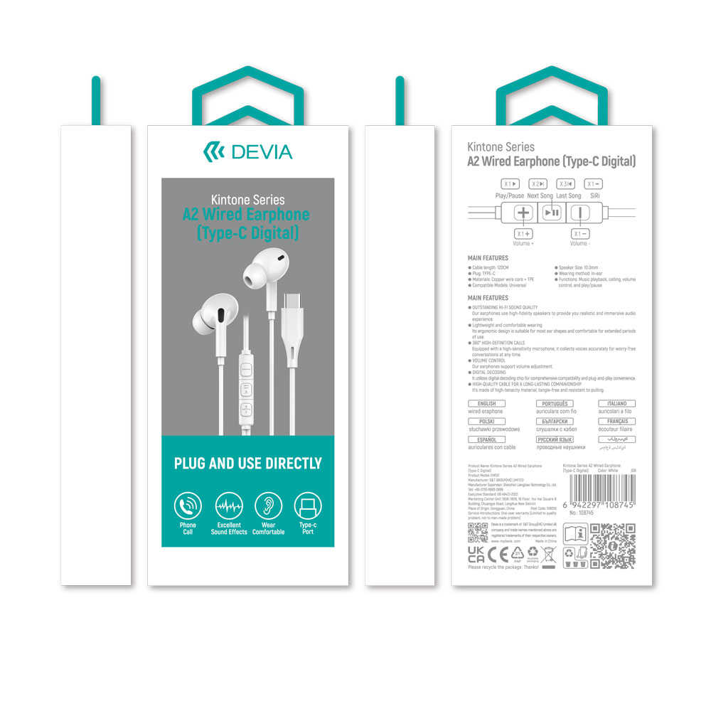 Devia Kintone Series A2 Wired Earphone (Type-C Digital)