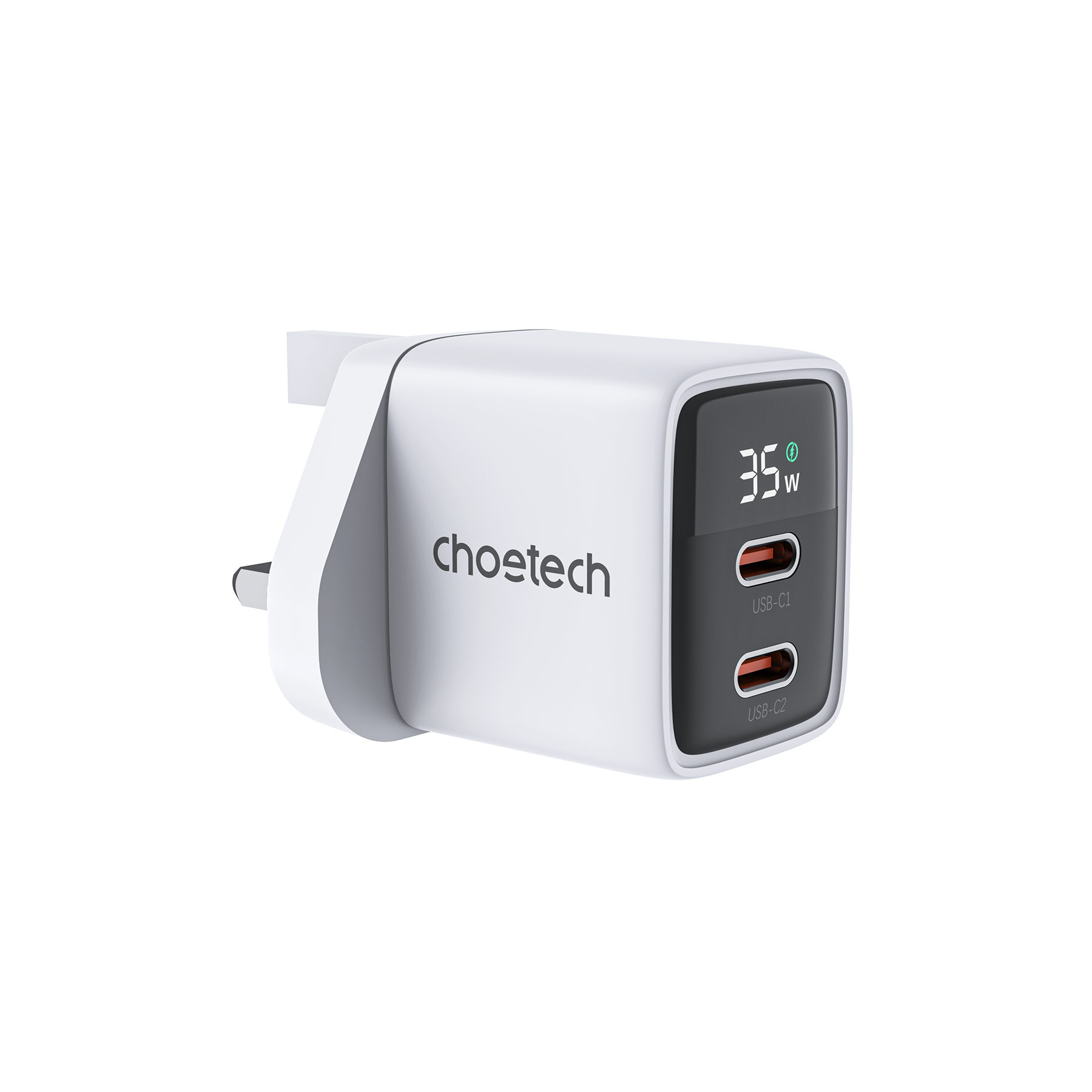 PD6051- PD35W GAN Dual type-C Display wall charger EU black