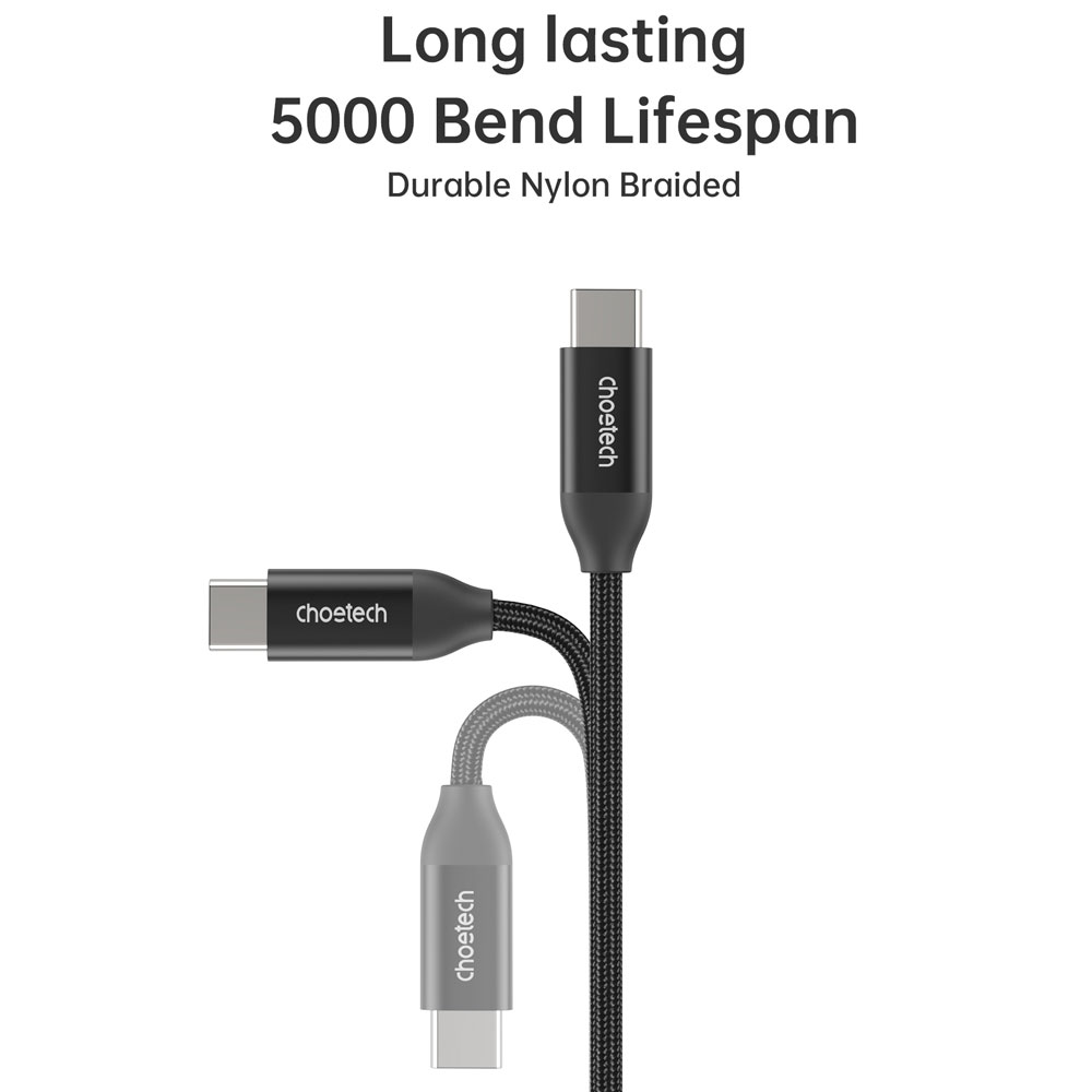 Choetech XCC-1035 PowerSync Charging Cable, USB-C to USB-C, 240W, 1.2M, Black
