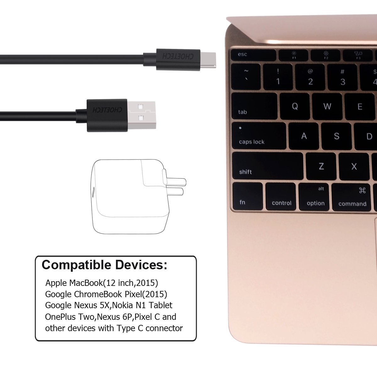 1m USB-A to type-C PVC Cable - AC0002