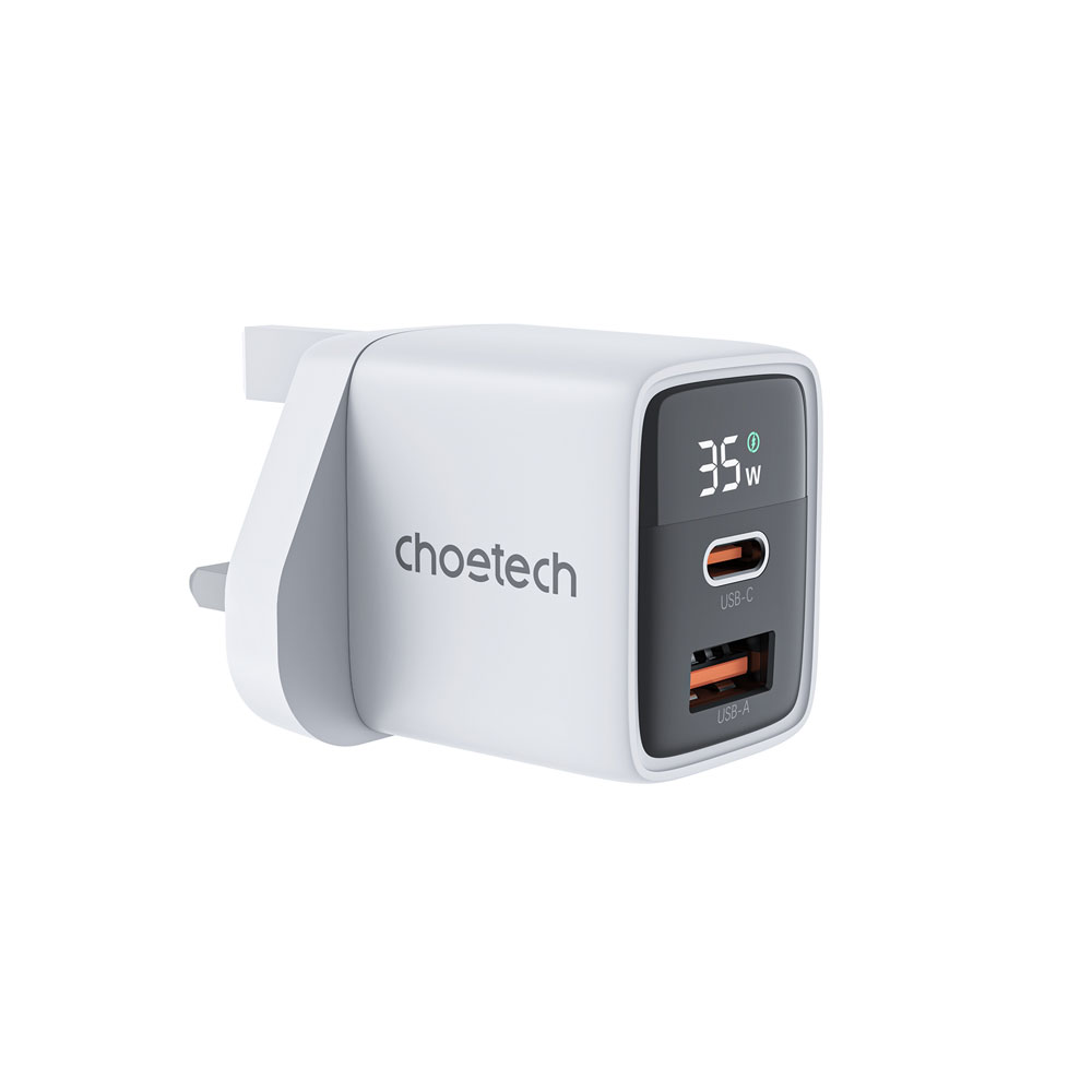 PD6052-Choetech PD35W GAN A+C Display wall charger UK white