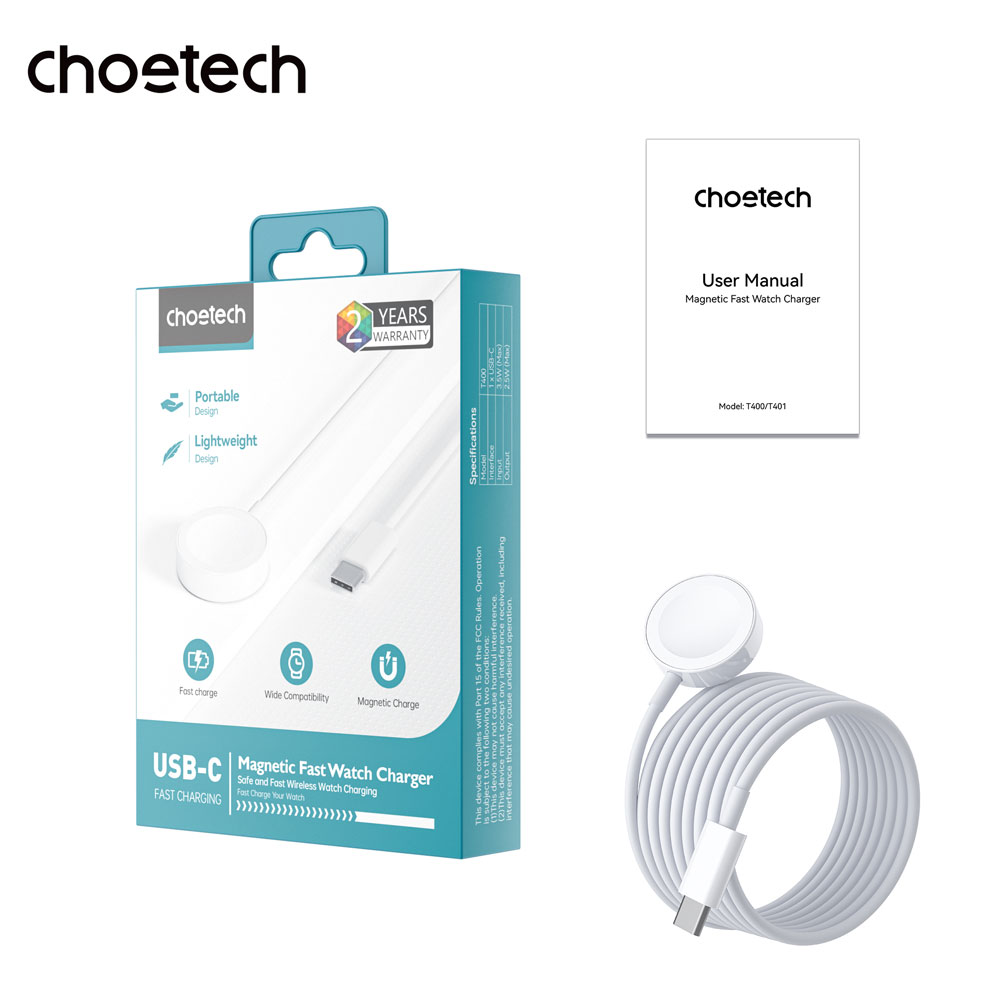 T401-Choetech Magnetic Charging Cable for Apple Watch Charger--USB port