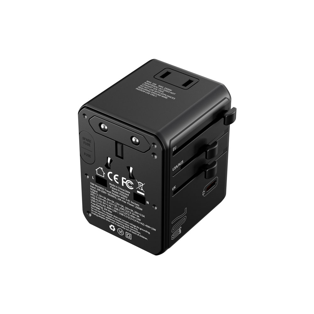 Choetech PD5065 WorldGO PD100W traveling charger , 1A3C3AC, Black