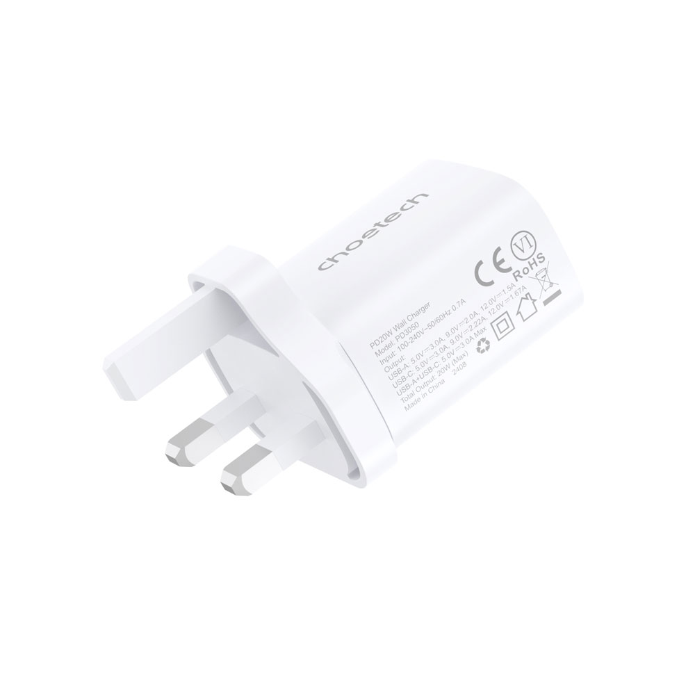 Choetech NexGen PD20W A+C Wall Charger with AC Cable