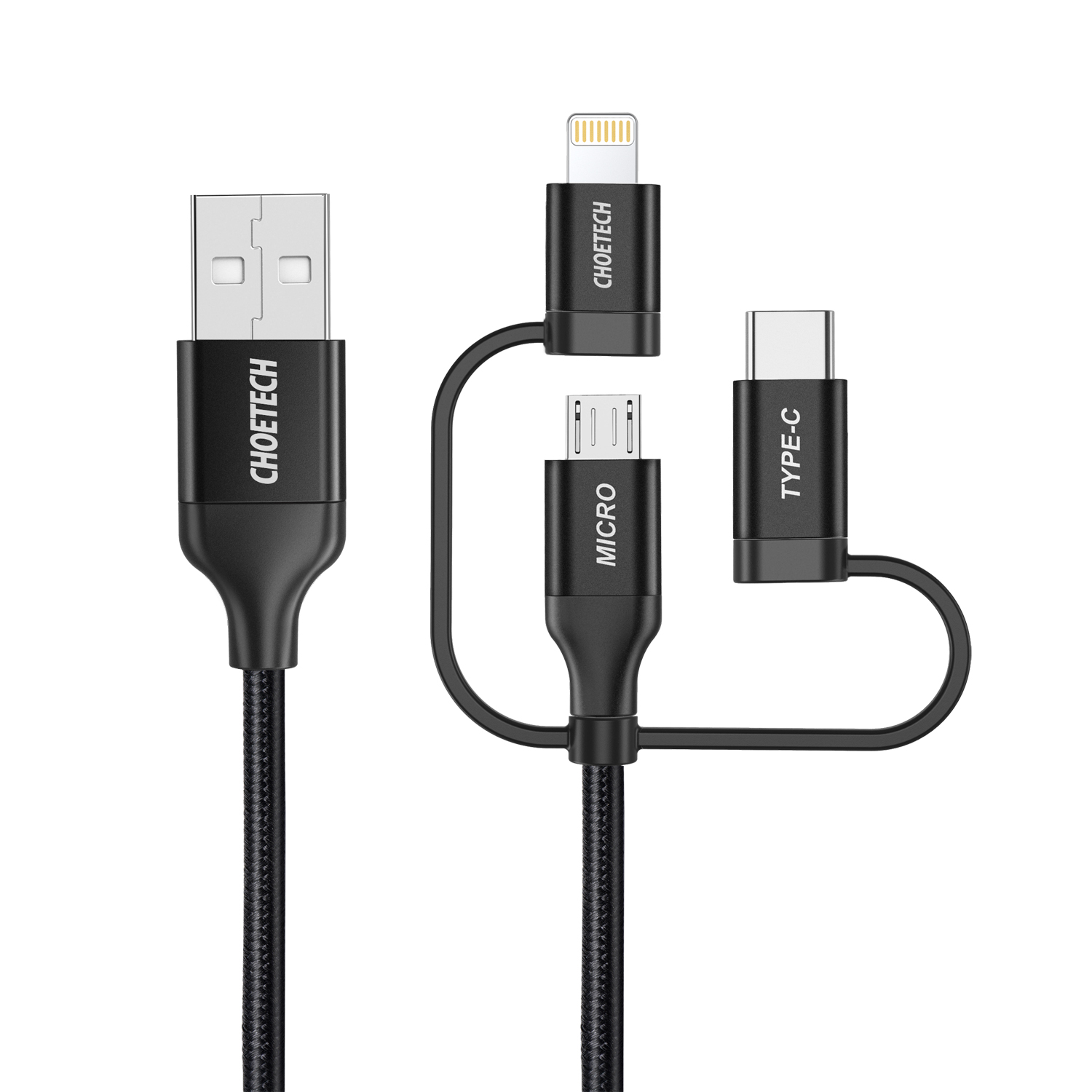 IP0030 - 1.2m MFI 3-in-1 usb-A to type-c+micro+lightening nylon cable IP0030 - 1.2m MFI 3-in-1 usb-A to type-c+micro+lightening nylon cable