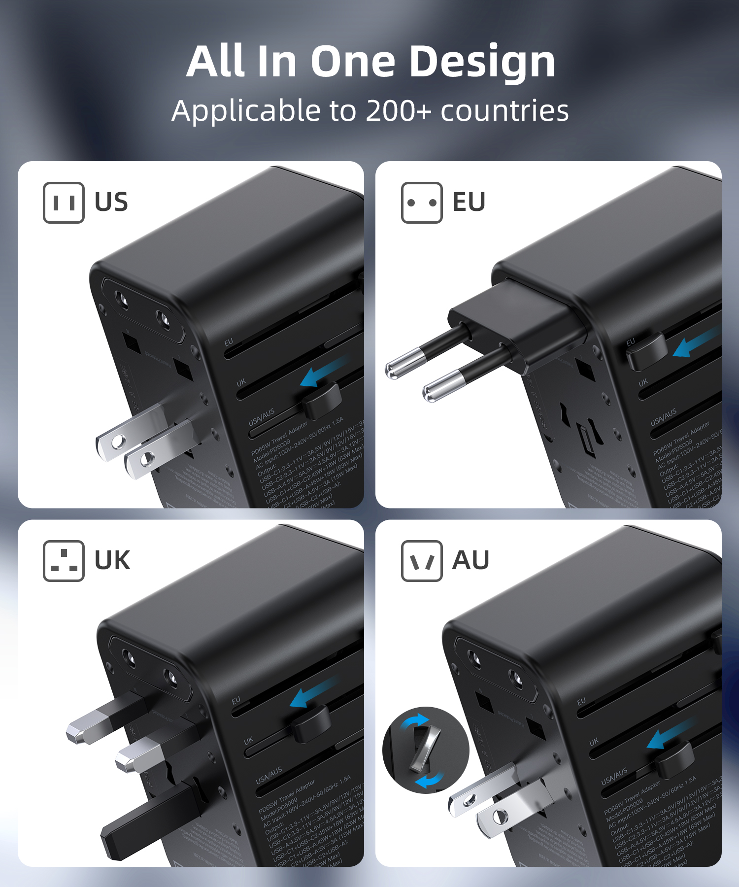 PD5009 65W GaN Travel Adapter