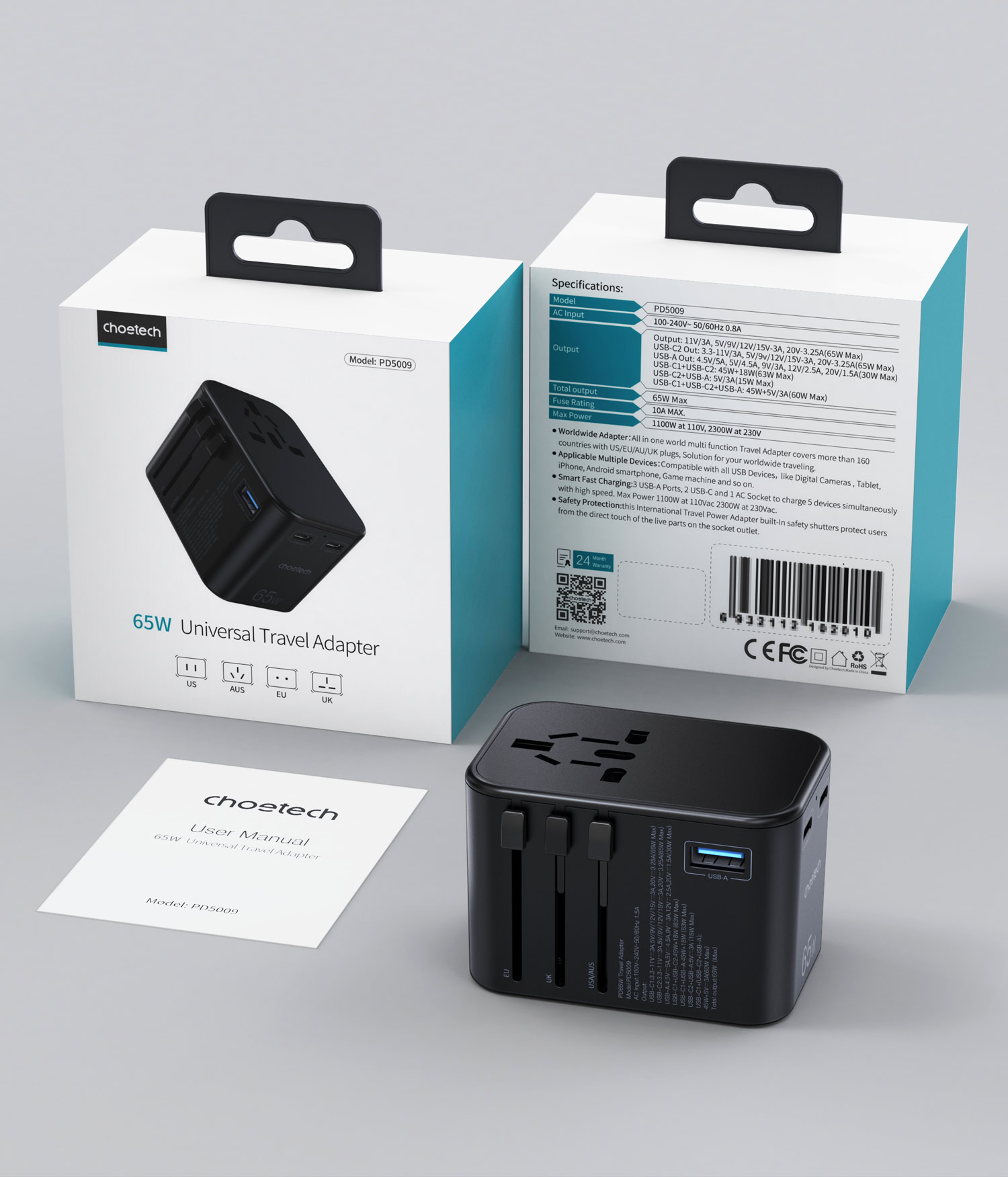 PD5009 65W GaN Travel Adapter