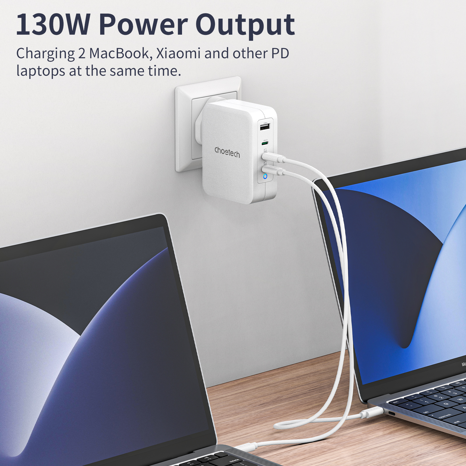 PD6001 - GaN 130W 1A+3C 4-Ports Wall Charger