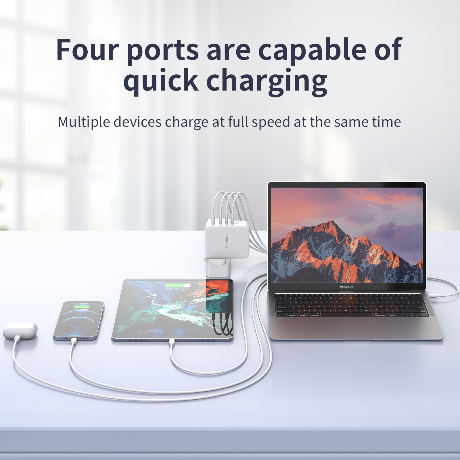 PD6001 - GaN 130W 1A+3C 4-Ports Wall Charger
