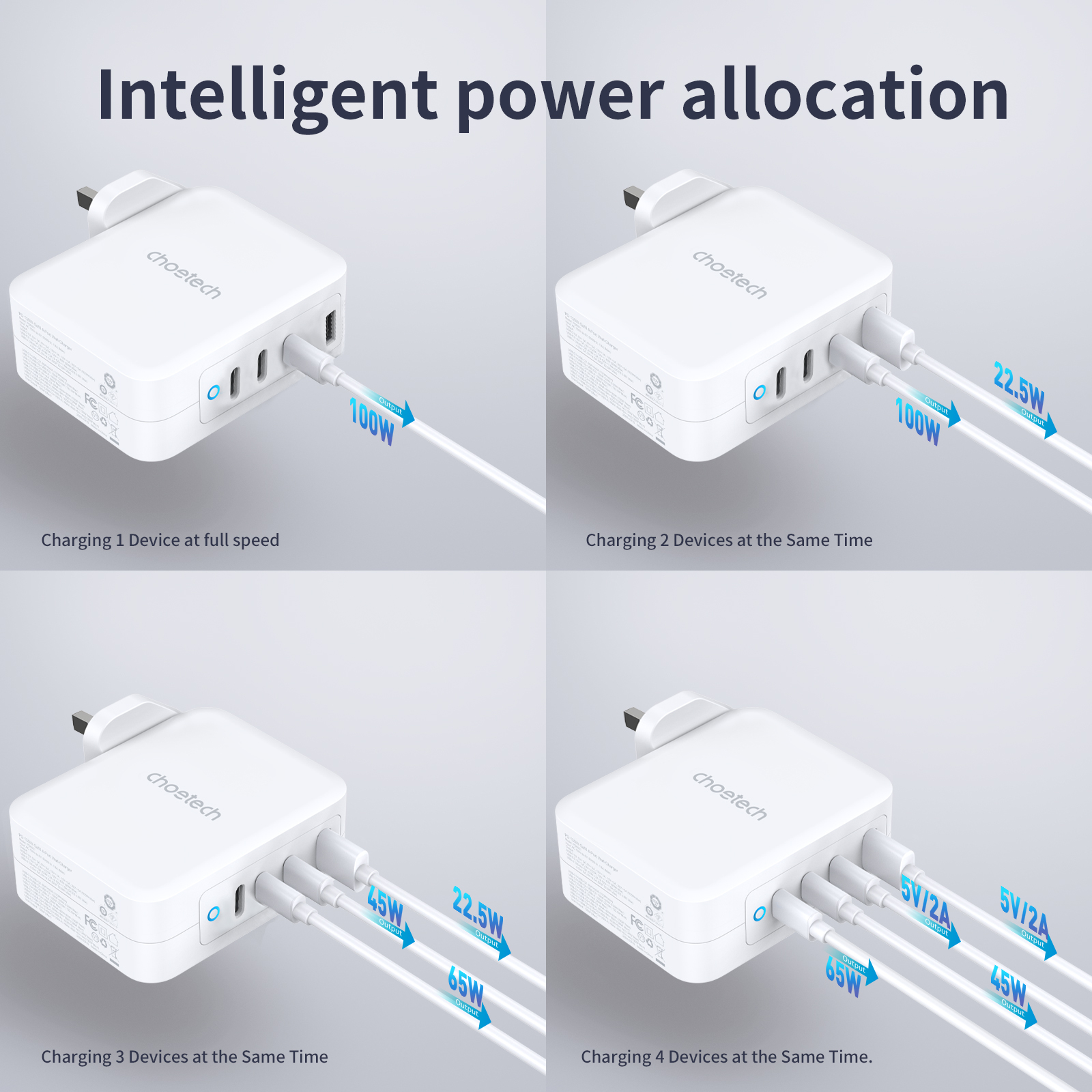 PD6001 - GaN 130W 1A+3C 4-Ports Wall Charger