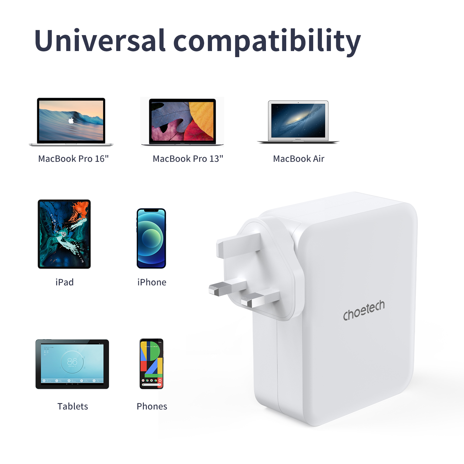 PD6001 - GaN 130W 1A+3C 4-Ports Wall Charger