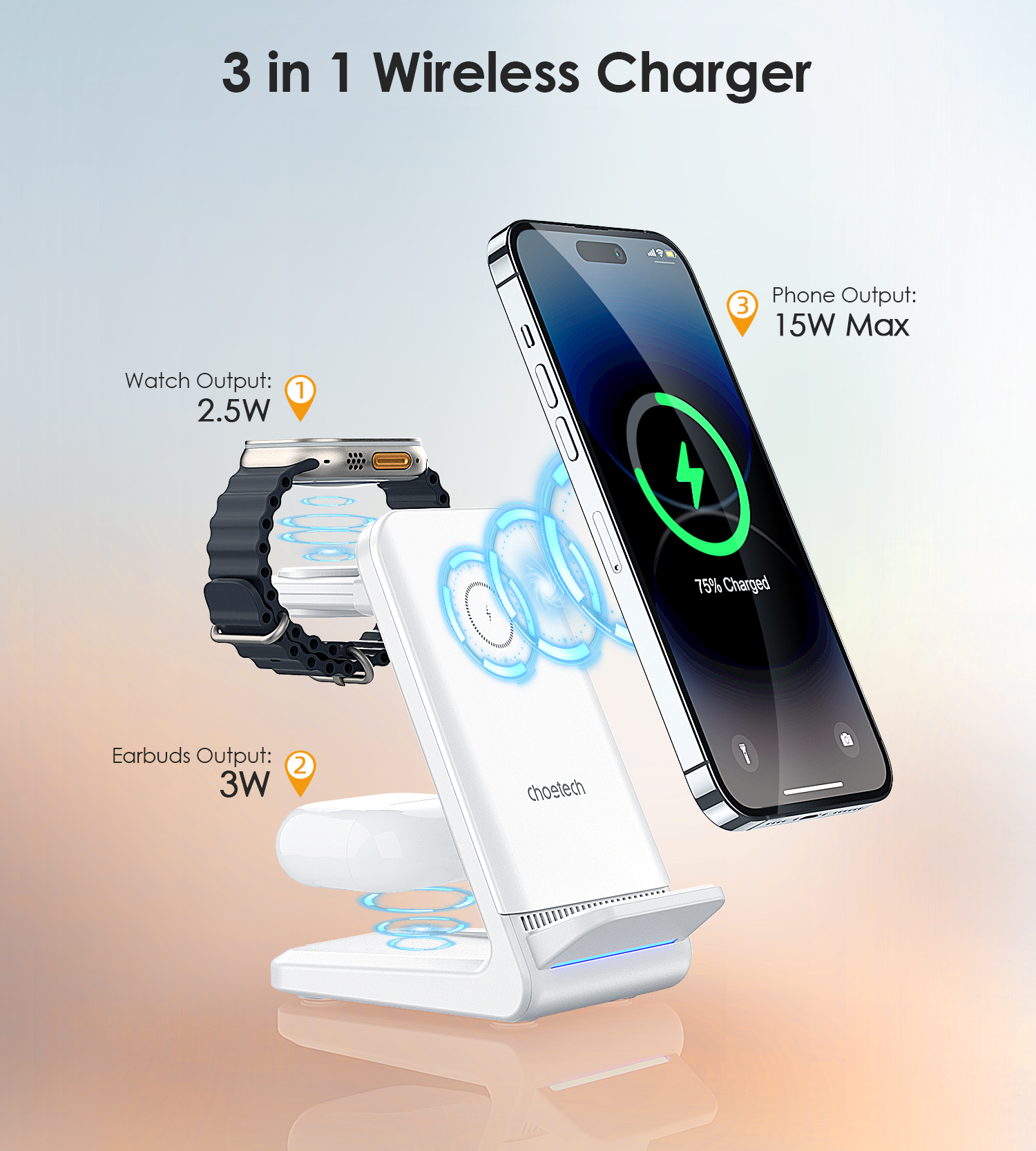 T608 3 in1 Wireless charger 