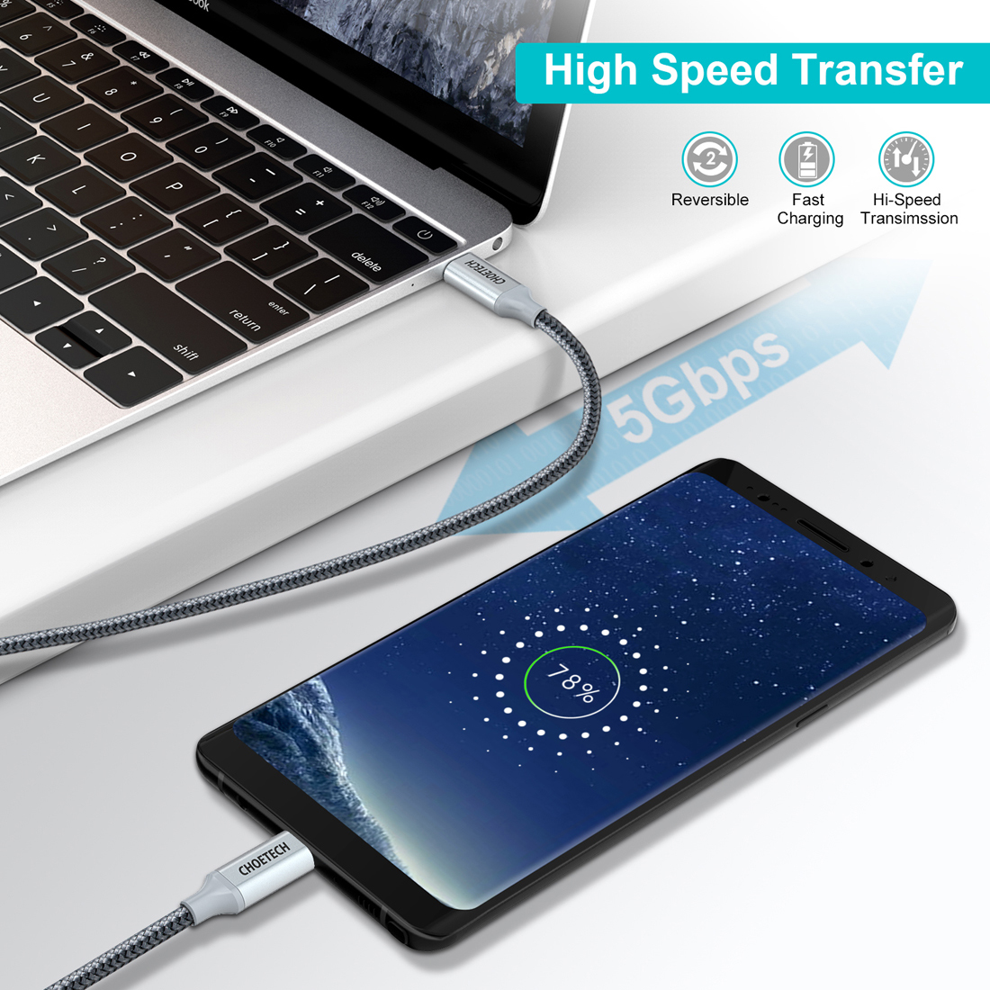 USB-C to USB-C 1.8m Nylon Cable- XCC-1002